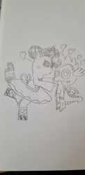 Size: 490x1008 | Tagged: safe, artist:speeder152, imported from derpibooru, rarity, spike, dragon, unicorn, alternate hairstyle, ballerina, ballet, ballet bun, ballet slippers, bipedal, blushing, clothes, eyes closed, female, heart, heart eyes, jewelry, kiss mark, kissing, lipstick, male, on one leg, raririna, shipping, sparity, standing on one leg, straight, tiara, tutu, wingding eyes