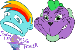 Size: 640x427 | Tagged: safe, artist:sautesaute, imported from derpibooru, rainbow dash, spike, trixie, wat