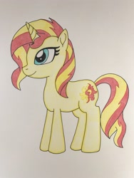 Size: 3024x4032 | Tagged: safe, artist:infernapelover, imported from derpibooru, sunset shimmer, pony, unicorn, female, mare, solo, traditional art