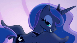 Size: 1280x720 | Tagged: safe, edit, edited screencap, imported from derpibooru, screencap, princess luna, to where and back again, ai assisted, ai content, animated, fifteen.ai, looking at you, moon, sound, sound only, webm
