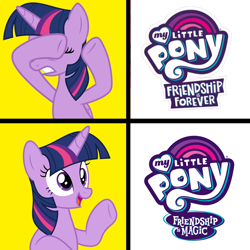 Size: 1300x1300 | Tagged: safe, imported from derpibooru, twilight sparkle, alicorn, pony, covering eyes, drama, eyes closed, friendship is forever drama, friendship is forever:new mlp series, meme, op is a duck, op is trying to start shit, op is trying to start shit so badly that it's kinda funny, op isn't even trying anymore, open mouth, twilight sparkle (alicorn)