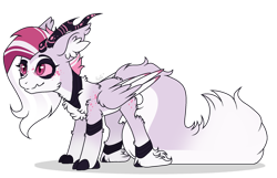 Size: 1280x824 | Tagged: safe, artist:mintoria, imported from derpibooru, oc, oc only, oc:blizzard queen, pegasus, pony, cloven hooves, female, horns, simple background, solo, transparent background