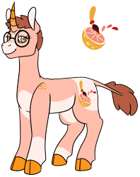 Size: 1379x1739 | Tagged: safe, artist:eonionic, imported from derpibooru, oc, oc only, oc:grapefruit autumn, pony, unicorn, ambiguous gender, glasses, simple background, solo, transparent background