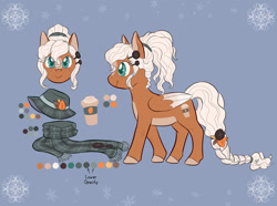 Size: 1280x954 | Tagged: safe, artist:foxhatart, imported from derpibooru, oc, oc only, oc:pumpkin spice, pegasus, pony, clothes, female, hat, mare, reference sheet, scarf, solo, two toned wings, wings