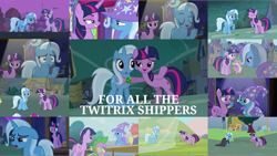 Size: 1974x1110 | Tagged: safe, edit, edited screencap, editor:quoterific, imported from derpibooru, screencap, amethyst star, candy mane, cherry cola, cherry fizzy, doctor whooves, lemon hearts, lyra heartstrings, minuette, ponet, rainbowshine, sparkler, spike, time turner, trixie, twilight sparkle, alicorn, dragon, earth pony, pony, unicorn, boast busters, magic duel, no second prances, angry, female, lesbian, shipping, twilight sparkle (alicorn), twixie, unicorn twilight