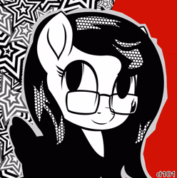 Size: 3175x3199 | Tagged: safe, artist:darius-101, imported from derpibooru, oc, oc only, pegasus, pony, black and white, grayscale, monochrome, persona 5, solo, stars