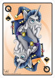 Size: 2143x3000 | Tagged: safe, artist:fadlihalimns, imported from derpibooru, star swirl the bearded, pony, unicorn, card, hat, male, poker card, spade, stallion, witch hat