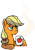 Size: 337x478 | Tagged: safe, artist:tonyfleecs, edit, idw, applejack, earth pony, pony, spoiler:comic, spoiler:comic87, apple, cropped, food, hatless, hoof hold, lidded eyes, missing accessory, mug, reaction image, simple background, solo, stare, steam, tired, transparent background, unamused