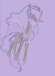 Size: 2544x3504 | Tagged: safe, imported from derpibooru, princess celestia, alicorn, bodysuit, clothes, colored sketch, pencil drawing, persona 5 royal, spoilers for another series, traditional art