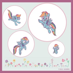 Size: 1080x1080 | Tagged: safe, artist:mylittleponyjpn, imported from derpibooru, part of a set, rainbow dash, pegasus, pony, cute, flower, multeity, official