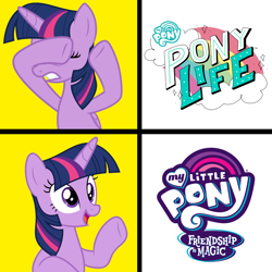 Size: 1300x1300 | Tagged: safe, imported from derpibooru, twilight sparkle, alicorn, pony, my little pony: pony life, covering eyes, drama, eyes closed, g4 purist, meme, op can't let go, op isn't even trying anymore, open mouth, pony life drama, solo, twilight sparkle (alicorn)