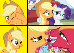 Size: 1784x1284 | Tagged: safe, edit, edited screencap, imported from derpibooru, screencap, apple bloom, applejack, big macintosh, cup cake, princess flurry heart, rarity, scootaloo, sweetie belle, best gift ever, hearts and hooves day (episode), applecest, applemac, cutie mark crusaders, female, hotline bling, incest, lesbian, male, meme, rarijack, shipping, straight