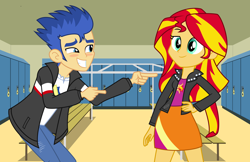 Size: 9000x5826 | Tagged: safe, artist:jadethepegasus, imported from derpibooru, flash sentry, sunset shimmer, equestria girls, female, flashimmer, male, shipping, straight