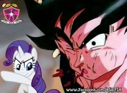 Size: 480x352 | Tagged: safe, imported from derpibooru, rarity, pony, unicorn, bitch slap, blood, defeated, dragon ball z, goku, humiliation, meme, the weak should fear the strong