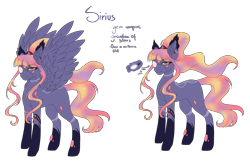 Size: 4608x2970 | Tagged: safe, artist:minelvi, imported from derpibooru, oc, oc only, oc:sirius, pegasus, pony, duo, ear fluff, ear piercing, earring, eyelashes, eyepatch, female, jewelry, mare, pegasus oc, piercing, reference sheet, simple background, socks (coat marking), transparent background, wings