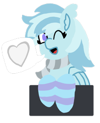 Size: 4559x5580 | Tagged: safe, artist:switcharoo, derpibooru exclusive, imported from derpibooru, oc, oc only, oc:icy cube, pegasus, pony, clothes, cute, discord (program), happy, heart, looking at you, one eye closed, pegasus oc, scarf, simple background, socks, solo, speech bubble, striped socks, transparent background, wings, wink, winking at you