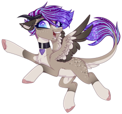 Size: 2835x2656 | Tagged: safe, artist:ouijaa, artist:sparkling_light, imported from derpibooru, oc, oc only, oc:ouija, pony, derpibooru community collaboration, 2021 community collab, base used, collar, crystal eyes, dock fluff, leonine tail, piercing, simple background, solo, transparent background, unshorn fetlocks, wings