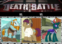 Size: 900x643 | Tagged: safe, imported from derpibooru, pharynx, rockhoof, snap shutter, changedling, changeling, death battle, exploitable meme, meme, prince pharynx