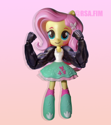 Size: 1872x2122 | Tagged: safe, artist:rsa.fim, imported from derpibooru, fluttershy, equestria girls, doll, edited photo, equestria girls minis, eqventures of the minis, muscles, strong, toy