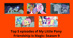 Size: 1200x628 | Tagged: safe, edit, edited screencap, imported from derpibooru, screencap, applejack, clear sky, fluttershy, maud pie, mudbriar, pinkie pie, princess ember, quibble pants, rainbow dash, rarity, wind sprint, common ground, dragon dropped, season 9, sparkle's seven, student counsel, sweet and smoky, spoiler:s09, needs more saturation, op has an opinion, top 5