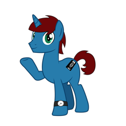 Size: 4500x4500 | Tagged: safe, artist:jamesawilliams1996, artist:lyonic, imported from derpibooru, oc, oc only, oc:jamesawilliams1996, pony, unicorn, derpibooru community collaboration, 2021 community collab, male, simple background, solo, transparent background, video tape, watch