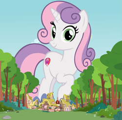 Size: 3021x2978 | Tagged: safe, artist:andoanimalia, artist:boneswolbach, edit, editor:jaredking203, imported from derpibooru, vector edit, sweetie belle, pony, unicorn, female, giant pony, giantess, high res, macro, mare, mega giant, older, older sweetie belle, story included, vector