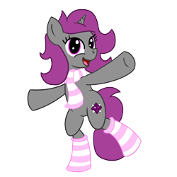 Size: 1200x1200 | Tagged: safe, artist:dafiltafish, imported from derpibooru, oc, oc only, oc:stardust, pony, derpibooru community collaboration, 2021 community collab, bipedal, clothes, looking at you, scarf, simple background, socks, solo, standing, standing on one leg, striped socks, transparent background