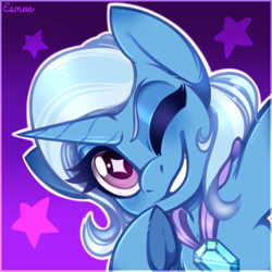 Size: 512x512 | Tagged: safe, artist:esmeia, imported from derpibooru, trixie, pony, unicorn, female, mare, one eye closed, selfie, solo, starry eyes, stars, wingding eyes, wink