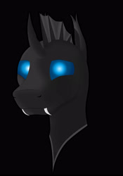 Size: 3500x5000 | Tagged: safe, artist:dalilu-lukas, imported from derpibooru, oc, oc only, changeling, bust, fangs, looking at you, my little pony, mylittlepony, smiling, solo