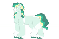 Size: 1280x854 | Tagged: safe, artist:itstechtock, imported from derpibooru, oc, oc only, earth pony, pony, female, magical lesbian spawn, mare, offspring, parent:applejack, parent:coloratura, parents:rarajack, simple background, solo, white background