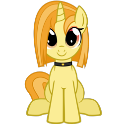 Size: 1500x1500 | Tagged: safe, artist:heliocentric, imported from derpibooru, oc, oc only, oc:amber flair, oc:amber flame, pony, unicorn, derpibooru community collaboration, 2021 community collab, choker, cute, heart, horn, looking at you, simple background, smiling, solo, transparent background, unicorn oc, vector