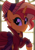 Size: 1980x2800 | Tagged: safe, artist:whitequartztheartist, imported from derpibooru, sunset shimmer, pony, unicorn, choker, clothes, dress, hat, solo