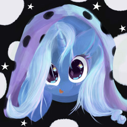 Size: 2000x2000 | Tagged: safe, artist:ujimone, imported from derpibooru, trixie, pony, unicorn, abstract background, blushing, looking at you, solo, tongue out