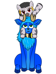 Size: 3000x4000 | Tagged: safe, artist:theonewithoutaname, imported from derpibooru, oc, oc only, oc:blue, oc:desta, deer, zebra, derpibooru community collaboration, 2021 community collab, cute, ear piercing, earring, female, filly, happy, horn, jewelry, piercing, red eyes, simple background, sitting, transparent background, waving, zebra oc