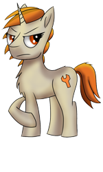 Size: 639x1068 | Tagged: artist needed, safe, imported from derpibooru, oc, oc only, oc:tekkitbeasting, pony, unicorn, derpibooru community collaboration, 2021 community collab, annoyed, chest fluff, male, simple background, solo, stallion, transparent background