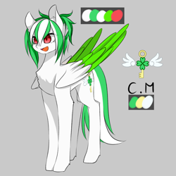 Size: 1600x1600 | Tagged: safe, artist:riariirii2, imported from derpibooru, oc, oc only, pegasus, pony, 2018, :d, gray background, key, male, open mouth, pegasus oc, simple background, smiling, solo, stallion, two toned wings, wings