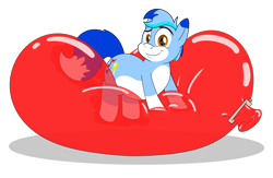 Size: 2785x1812 | Tagged: safe, artist:rupertbluefox, imported from derpibooru, oc, oc only, oc:rupert the blue fox, earth pony, fox, fox pony, hybrid, original species, pony, derpibooru community collaboration, 2021 community collab, balloon, balloon clip, balloon fetish, balloon riding, balloon sitting, chubby, coat markings, cute, cutie mark, fetish, furry, furry oc, lying down, male, ocbetes, on top, pale belly, party balloon, ponified oc, pose, prone, red balloon, rupertbetes, simple background, smiling, socks (coat marking), socks (coat markings), solo, squishy, stallion, that pony sure does love balloons, three toned mane, transparent background, two toned tail