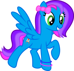 Size: 915x874 | Tagged: safe, imported from derpibooru, oc, oc only, oc:azure acrylic, pegasus, pony, adorkable, bow, bracelet, cute, dork, female, hair bow, jewelry, mare, pegasus oc, simple background, solo, spread wings, transparent background, vector, wings