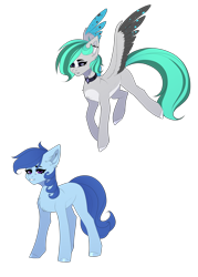 Size: 2500x3500 | Tagged: safe, artist:villjulie, derpibooru exclusive, imported from derpibooru, oc, oc:julie, oc:raylanda, earth pony, pegasus, pony, derpibooru community collaboration, 2021 community collab, flying, oc x oc, shipping, simple background, smiling, transparent background