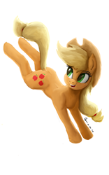 Size: 1600x2560 | Tagged: safe, artist:raphaeldavid, imported from derpibooru, applejack, earth pony, pony, bucking, looking back, smiling, solo