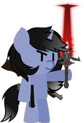 Size: 5537x8089 | Tagged: safe, artist:isaac_pony, imported from derpibooru, oc, oc:shainer shrapnel shock, unicorn, crucible blade, doom, doom equestria, doom eternal, female, gun, handgun, horns, kibiy pony, pistol, simple background, solo, super shotgun, transparent background, vector, weapon