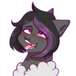 Size: 2000x2000 | Tagged: artist needed, safe, imported from derpibooru, oc, oc:mimicry, original species, ahegao, blushing, cross-eyed, drool, fluffy, open mouth, tongue out