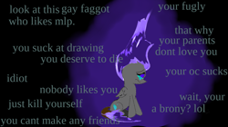 Size: 1083x608 | Tagged: source needed, useless source url, safe, artist:@cameron, edit, imported from derpibooru, oc, oc:blue flare, depressed, fiery mane, fiery tail, lonely, sad, sitting