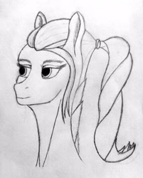Size: 3120x3890 | Tagged: safe, artist:pegasus_fs, imported from derpibooru, fleetfoot, pegasus, pony, alternate hairstyle, bust, female, lineart, portrait, simple background, smiling, solo, traditional art