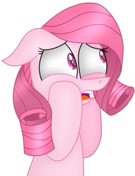 Size: 709x929 | Tagged: safe, artist:muhammad yunus, imported from derpibooru, oc, oc:annisa trihapsari, earth pony, pony, crying, female, floppy ears, mare, medibang paint, no, open mouth, pink body, pink hair, simple background, solo, teeth, transparent background, wat