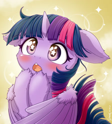 Size: 1920x2134 | Tagged: safe, artist:symbianl, imported from derpibooru, twilight sparkle, alicorn, pony, abstract background, blushing, cute, floppy ears, solo, starry eyes, twiabetes, twilight sparkle (alicorn), weapons-grade cute, wingding eyes