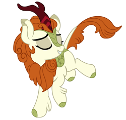 Size: 3725x3529 | Tagged: safe, artist:three uncle, imported from derpibooru, autumn blaze, kirin, sounds of silence, awwtumn blaze, cute, eyes closed, female, grin, mare, pose, simple background, smiling, solo, transparent background