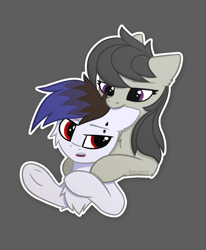 Size: 1024x1240 | Tagged: safe, artist:keupoz, imported from derpibooru, octavia melody, oc, oc:keupoz, earth pony, biting, commission, ear bite, ear piercing, earth pony oc, piercing, simple background