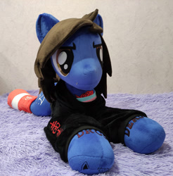 Size: 2000x2035 | Tagged: safe, artist:lanacraft, imported from derpibooru, earth pony, pony, bring me the horizon, clothes, commission, drop dead clothing, equestria girls ponified, hoodie, irl, life size, lying down, male, oliver sykes, photo, plushie, ponified, prone, shirt, socks, solo, sonic the hedgehog (series), stallion, tattoo, undershirt