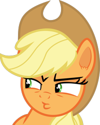 Size: 4793x6000 | Tagged: safe, artist:frownfactory, imported from derpibooru, applejack, earth pony, ppov, applejack's hat, cowboy hat, faic, female, hat, mare, simple background, solo, suspicious, transparent background, vector